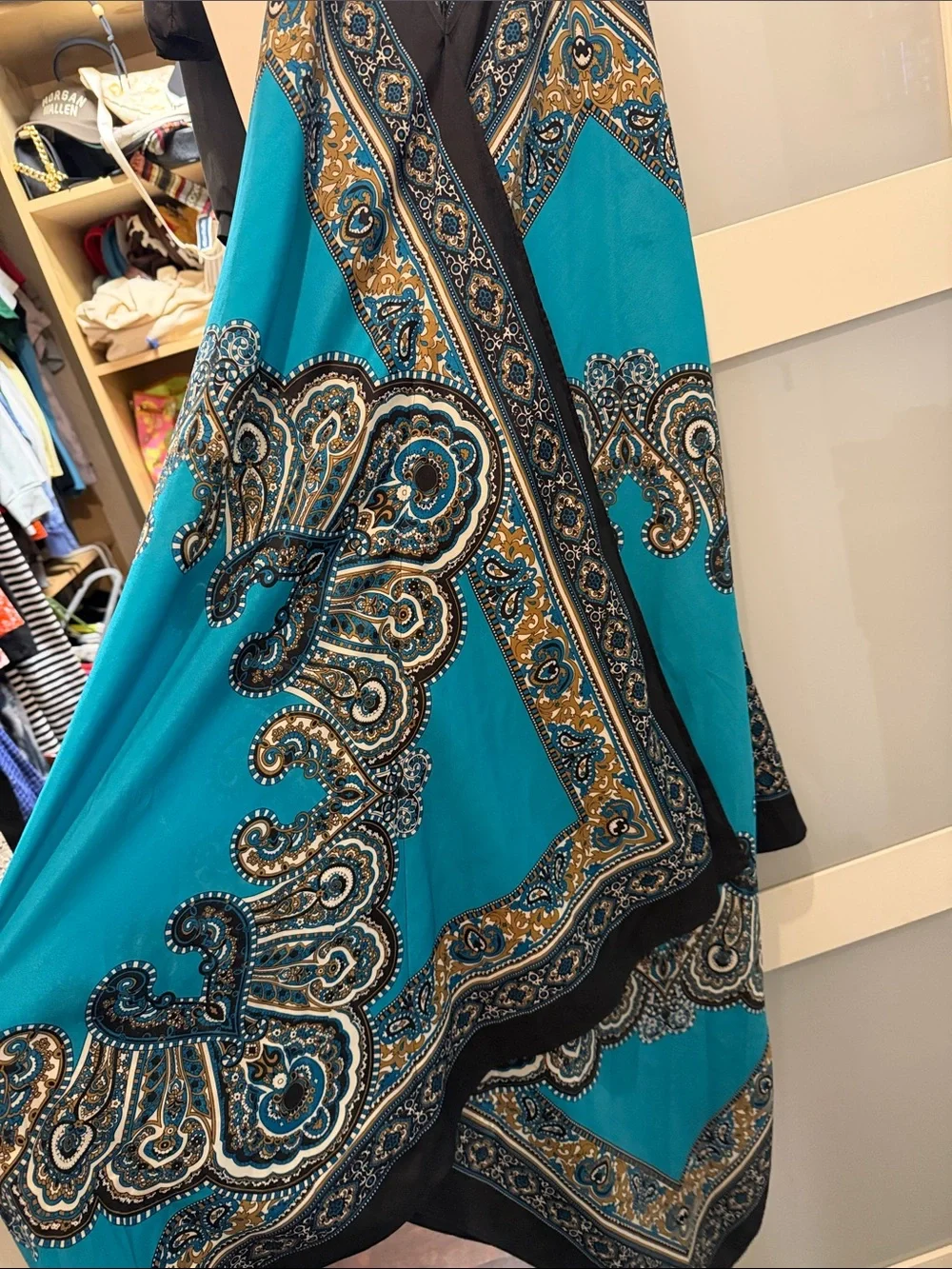 Michael Kors Blue Paisley V-Neck Maxi Dress